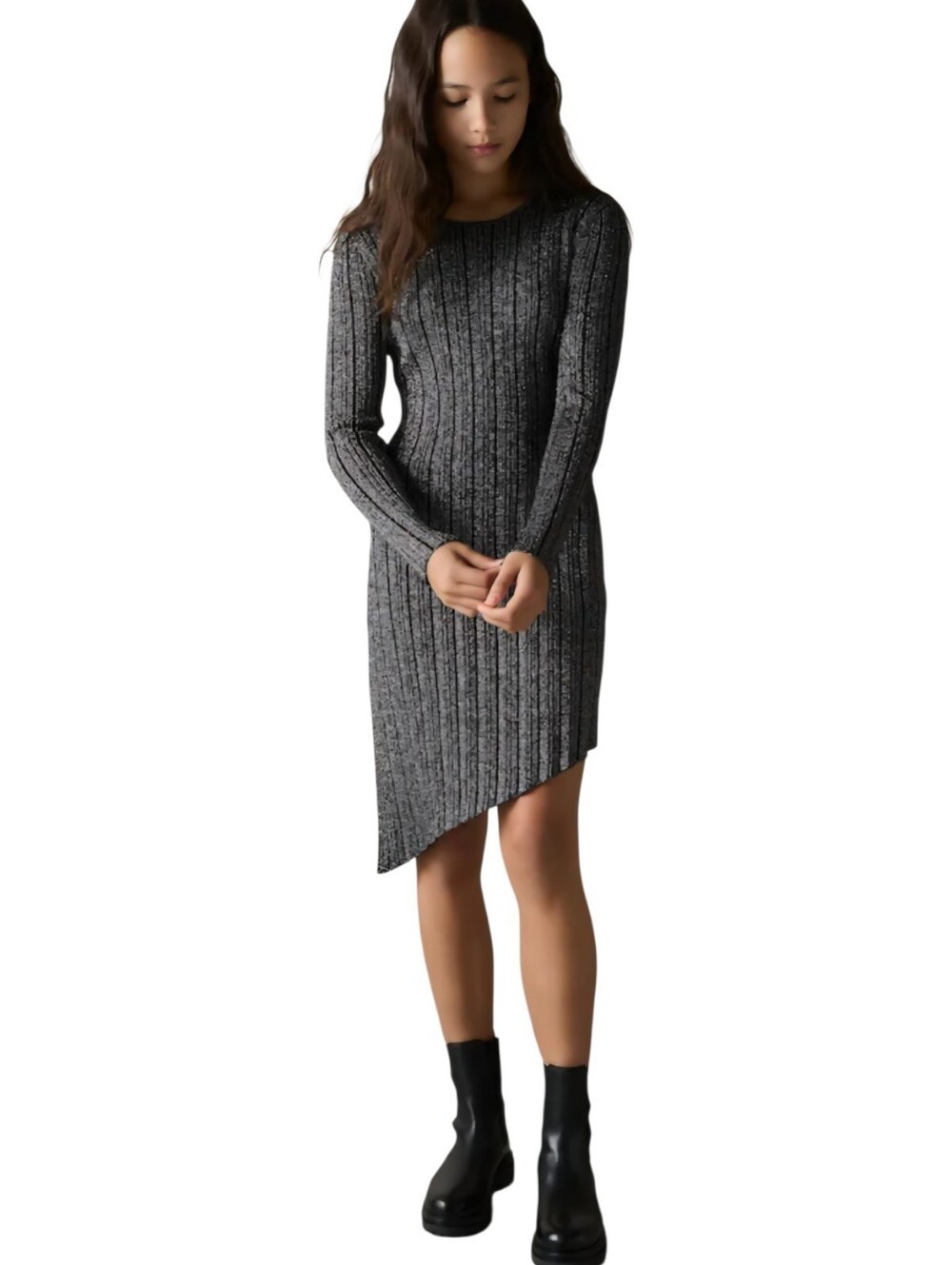 Reiss Jayden Black & Silver Sparkle Sweater Dress Size XS